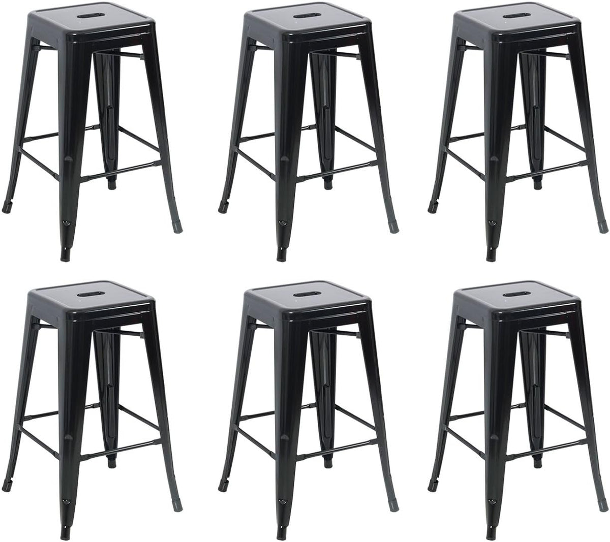 Metal Stackable Dining Chairs, Set of 6, Silver U355497