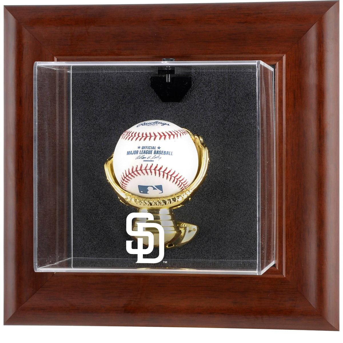 Brown Framed Wall Baseball Case S3382