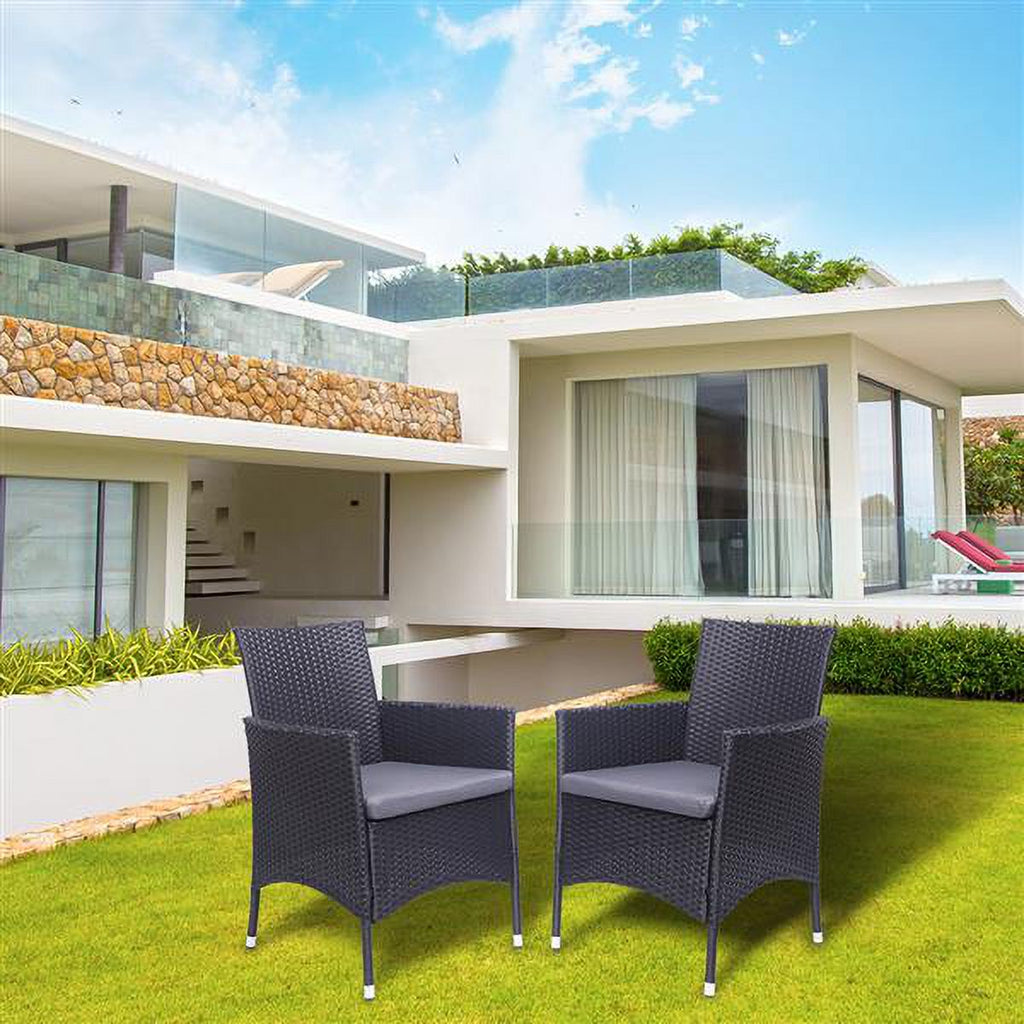 Black Rattan Single Backrest Chairs Outdoor Patio Furniture B921788
