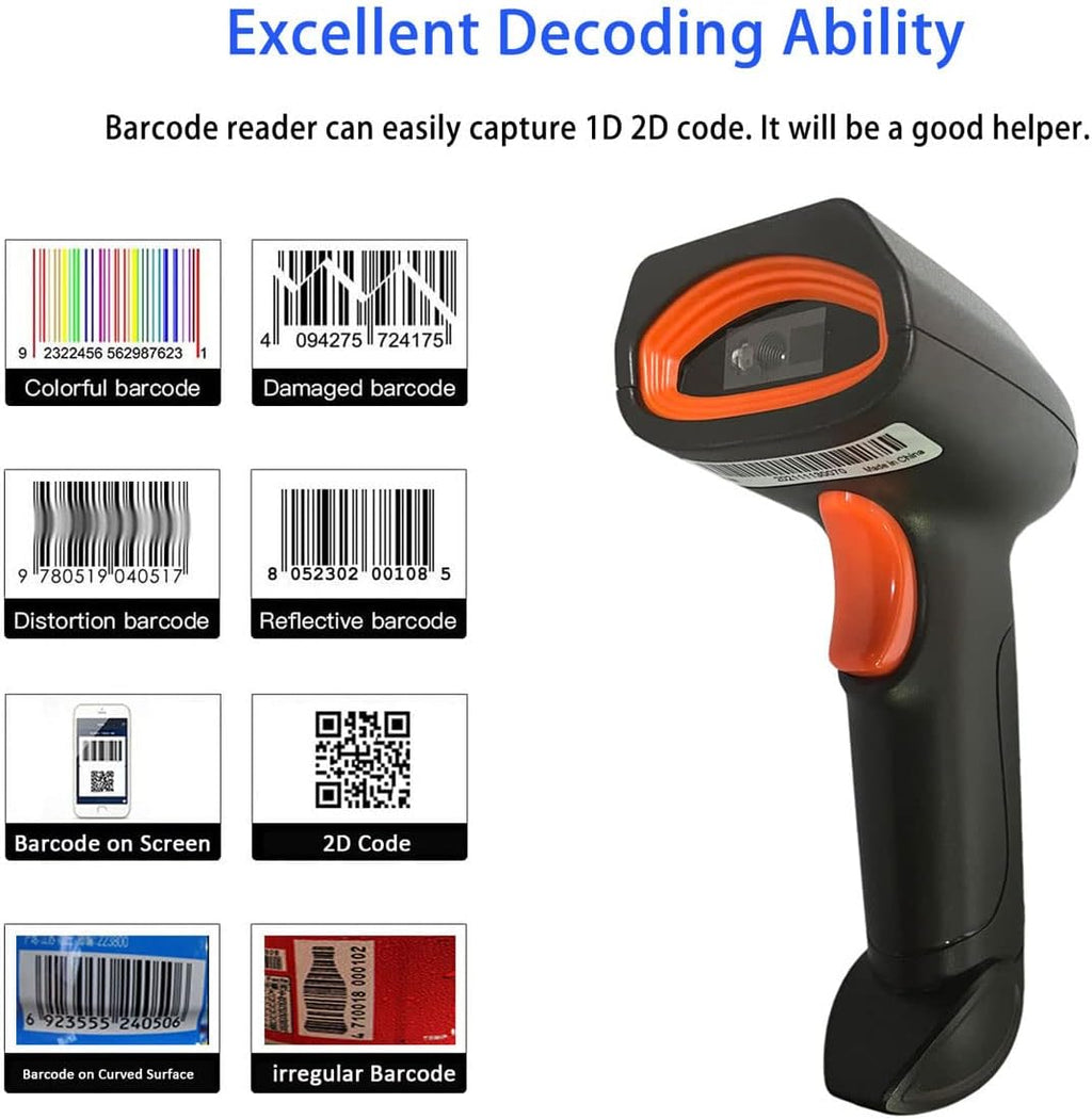 Wireless 1D 2D QR Code Scanner, Pack of 2 J540195