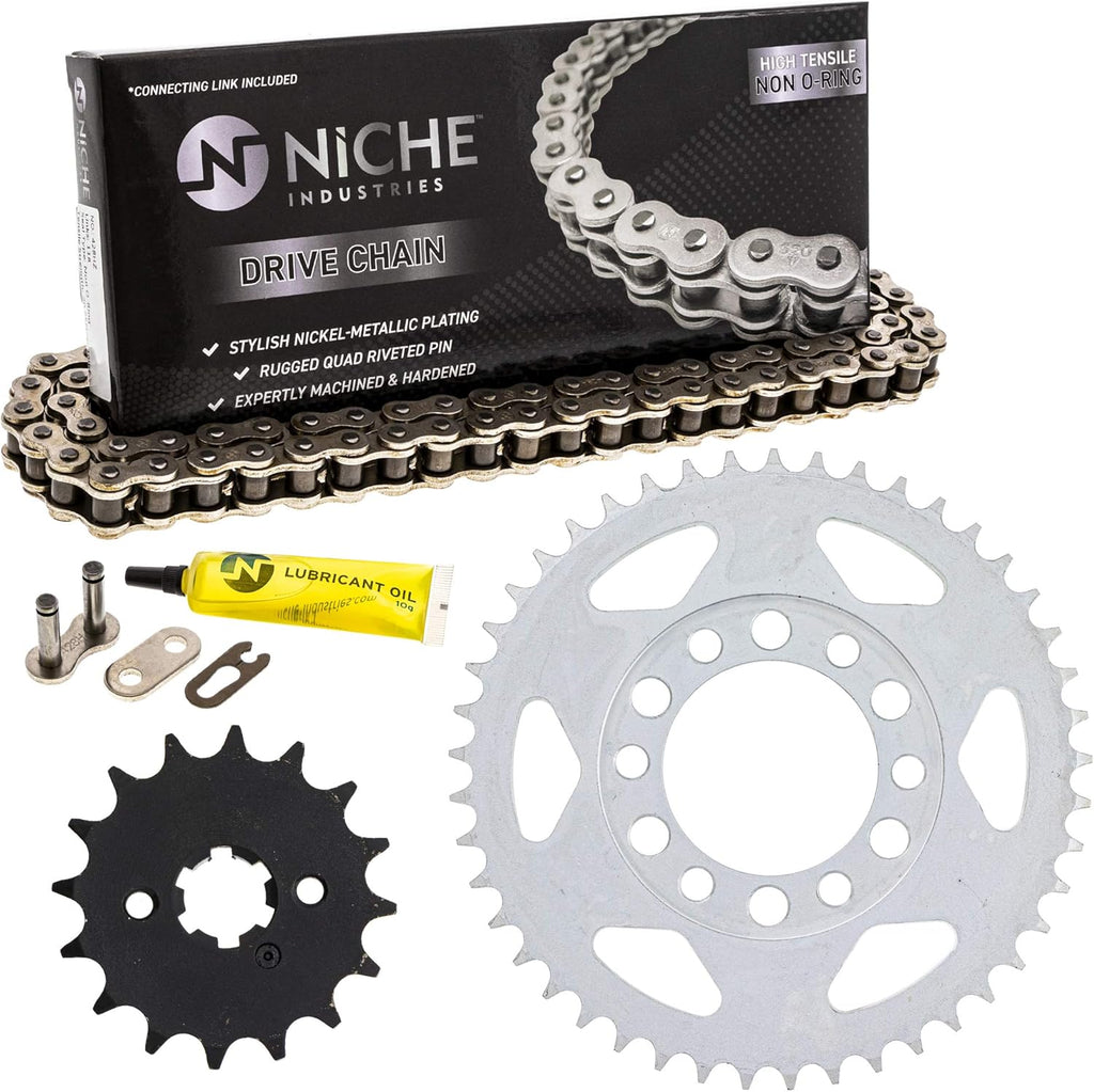 Drive Sprocket Chain Combo Front 16 Rear 45 Tooth 428HZ Standard 112 Links Pack of 2 Y1599