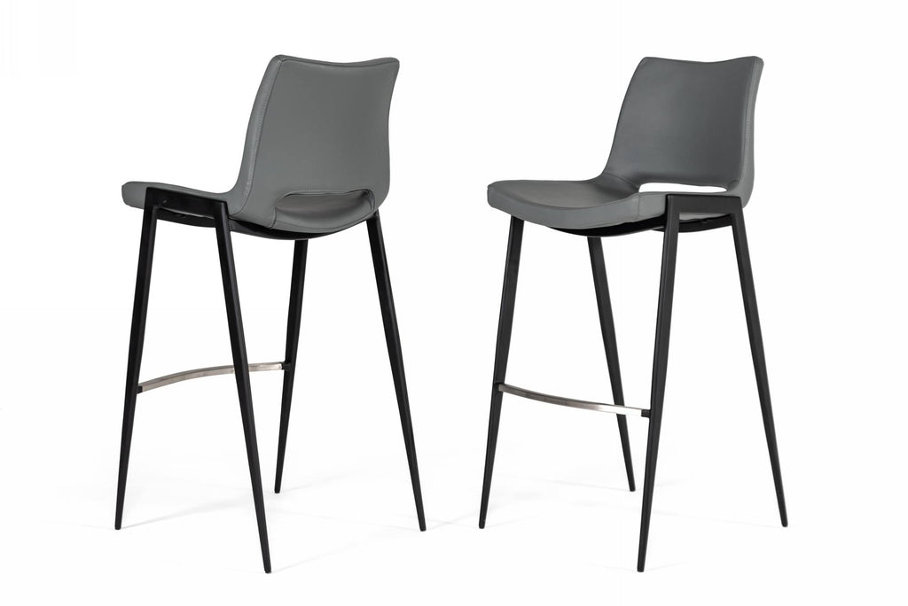 Modern Gray Eco-Leather Bar Stool (Set of 2) W960