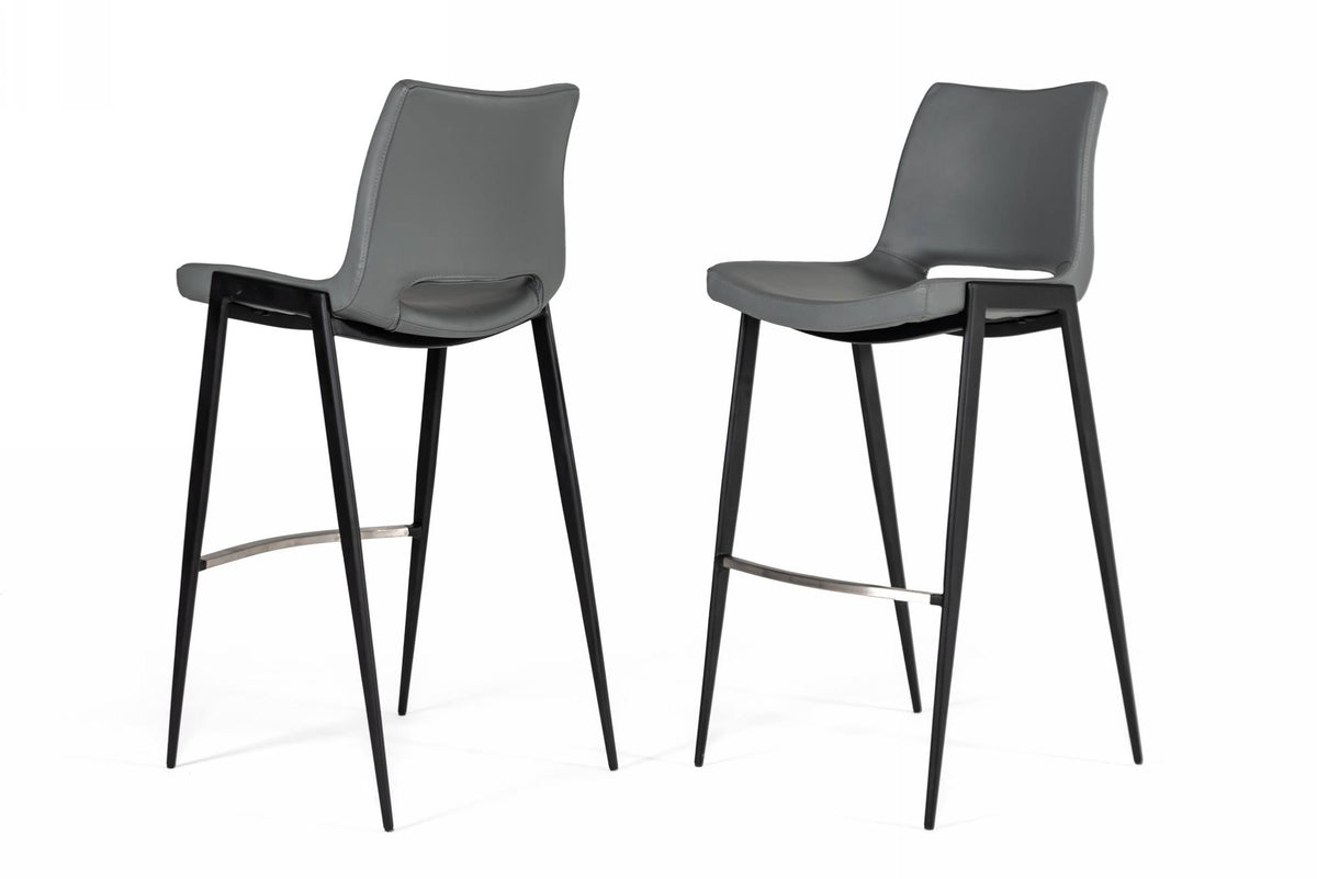 Modern Gray Eco-Leather Bar Stool (Set of 2) W960