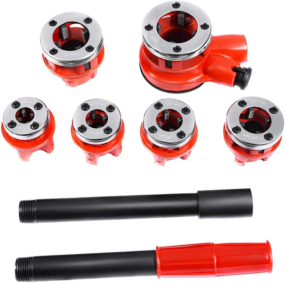 Ratchet Pipe Wrench Threading Tool Set with 6 Dies, Pack of 2 E7445
