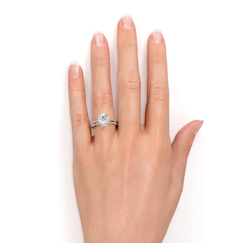 1.75 Carat Oval Cut Moissanite Bridal Ring Set in 18k Rose Gold Over Silver K862