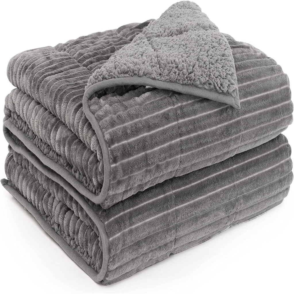 Gray Sherpa Fleece Weighted Blanket Queen Size 15lbs 60"x80" H449