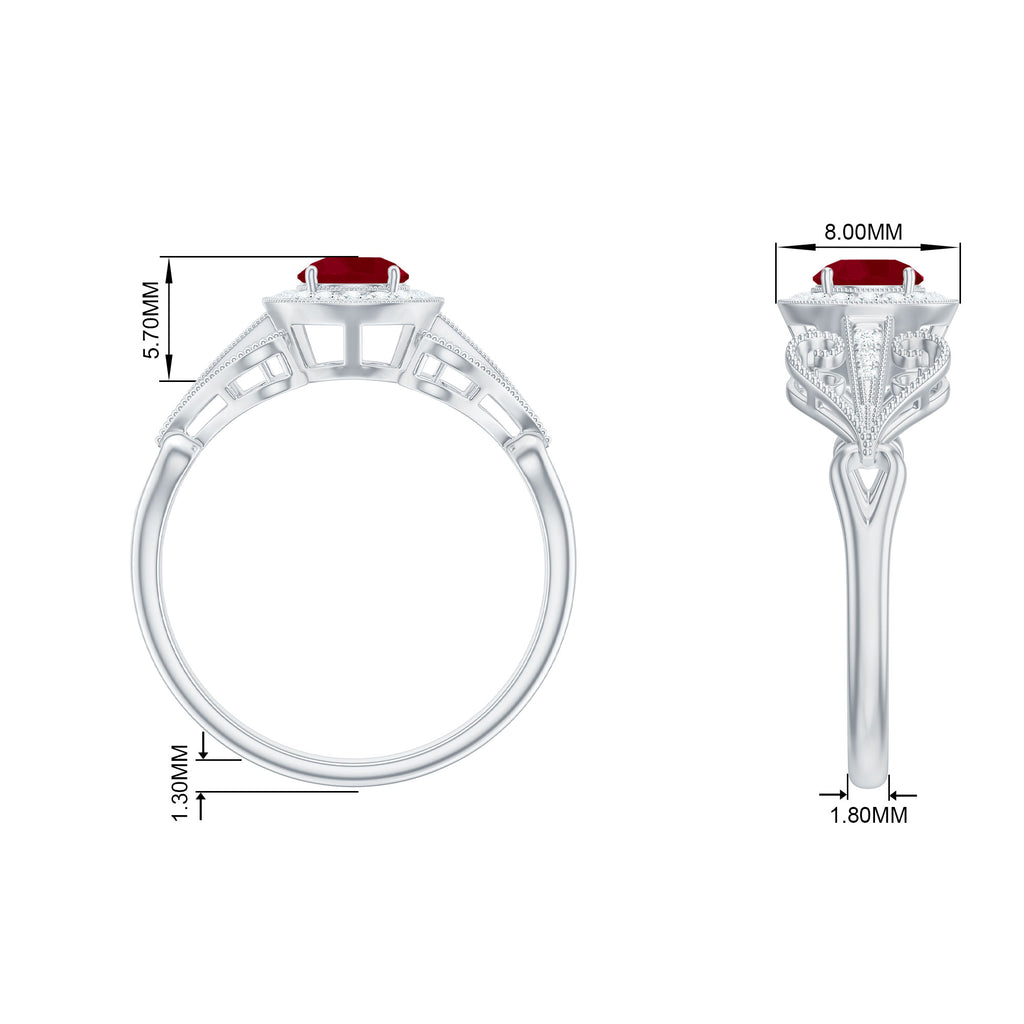 Ruby and Diamond Engagement Ring, 925 Sterling Silver I130843
