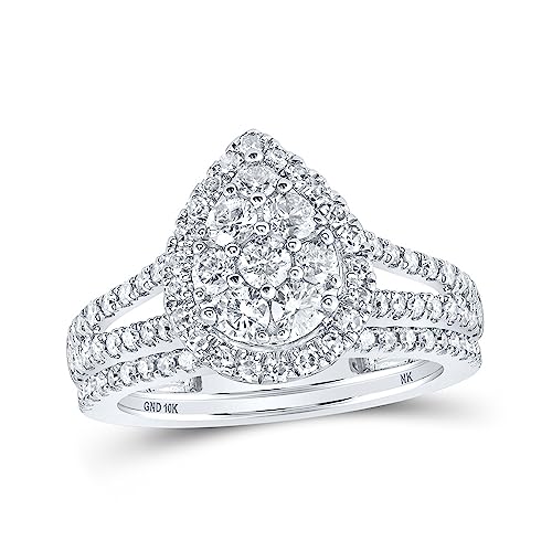 10kt White Gold Diamond Bridal Ring Set 1 Cttw Size 6 Q960