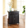 Solid Black Granite Top Portable Kitchen Cart G787269