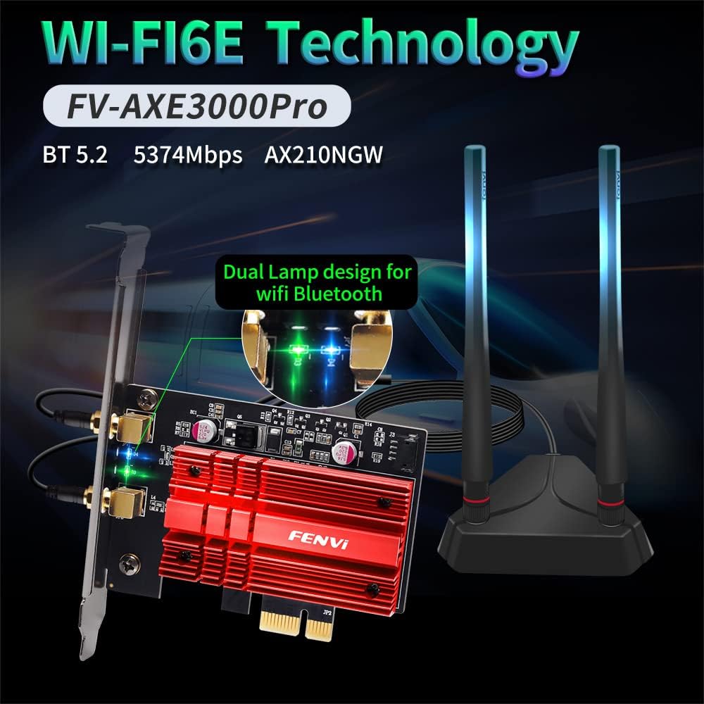 WiFi 6E PCI-E Network Card Tri-Band BT5.2 Wireless Gigabit 802.11ax MU-MIMO PCIe WiFi Adapter with High Gain Antenna Pack of 2 E668368