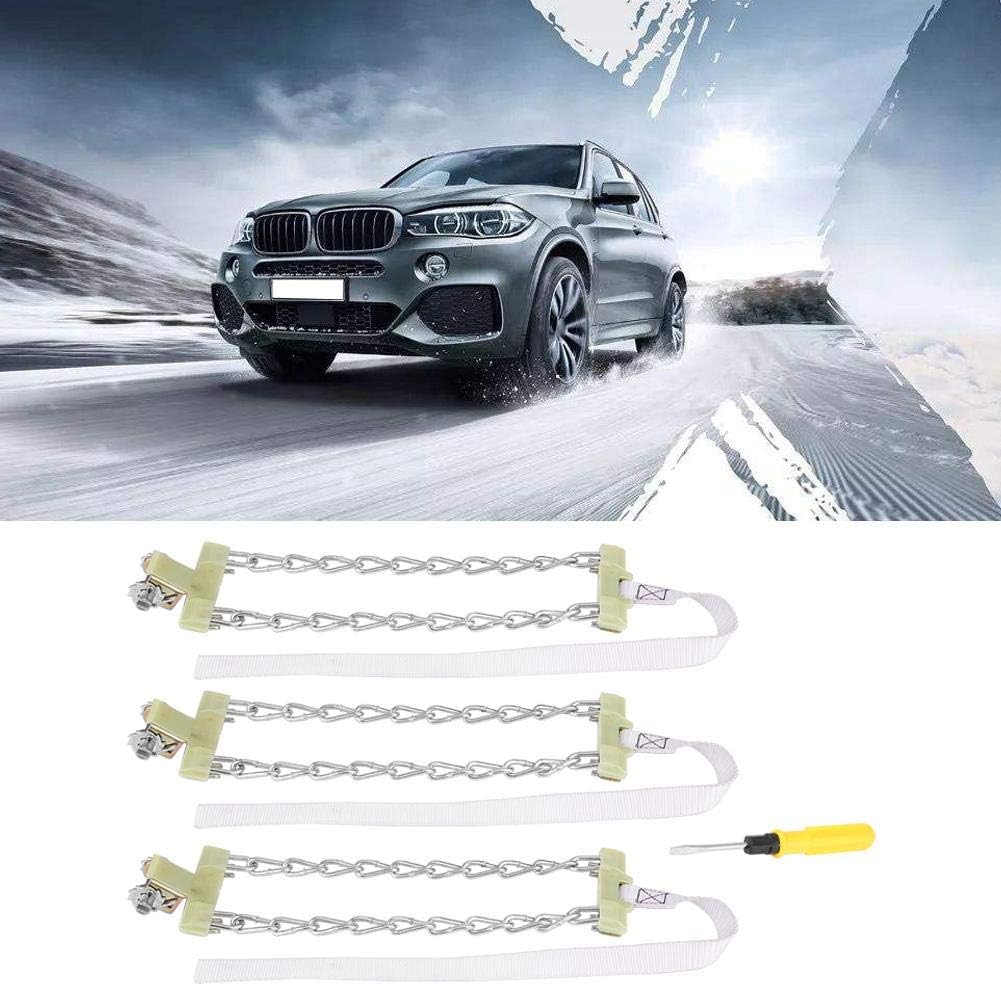 3pcs Clip-on Steel Tire Snow Chain (Large) X90989