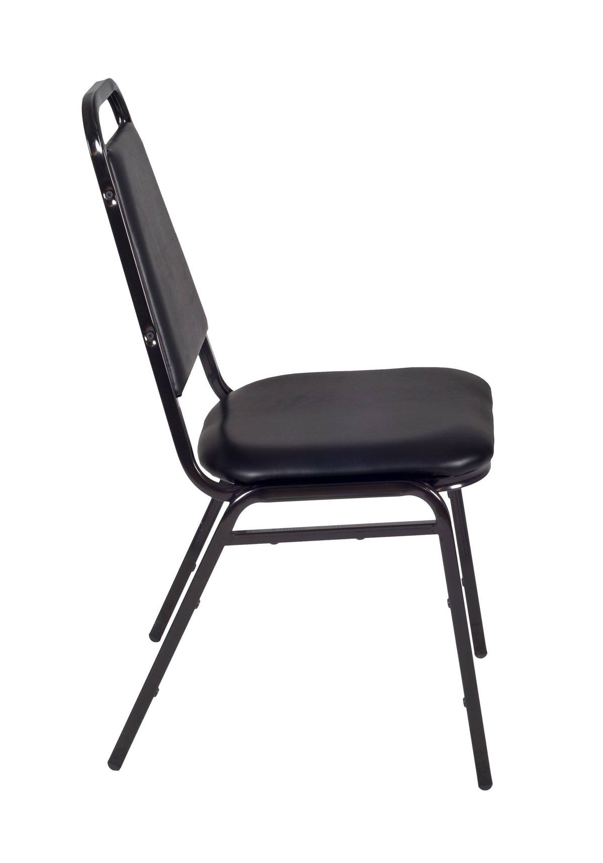 Cherry Square Breakroom Table & 4 Black Stack Chairs M938056