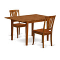 3 PC Kitchen Table with Leaf and 2 Wood Chairs in Saddle Brown Q359