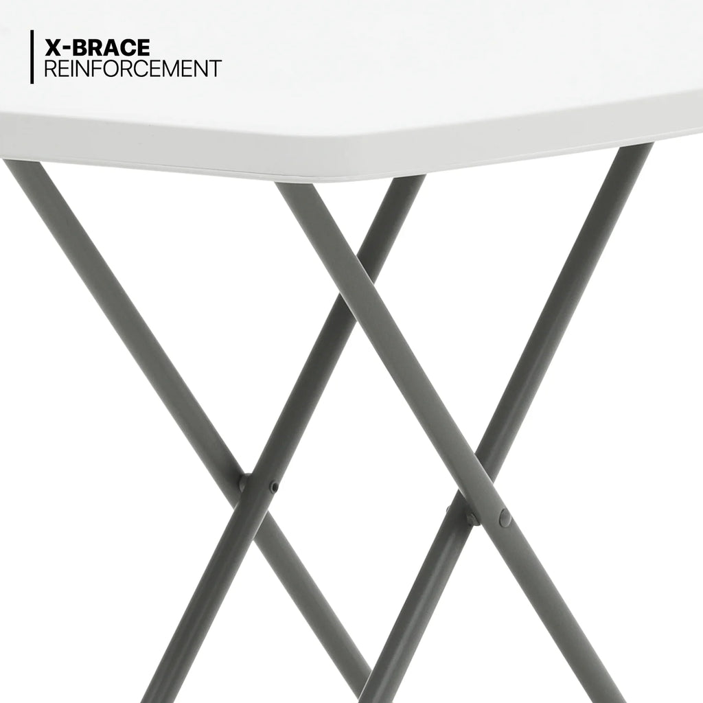 White Foldable TV Tray Table with Metal Frame F21458