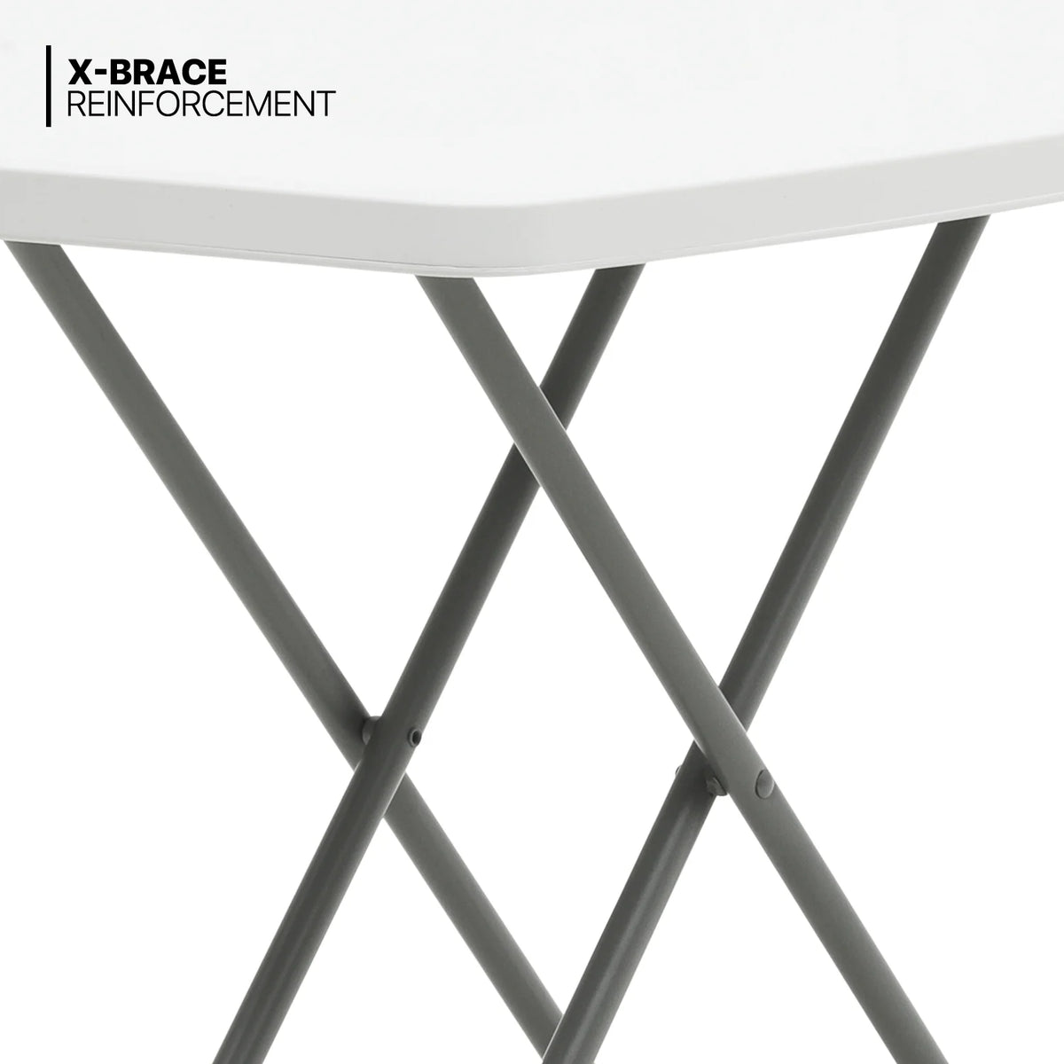 White Foldable TV Tray Table with Metal Frame F21458