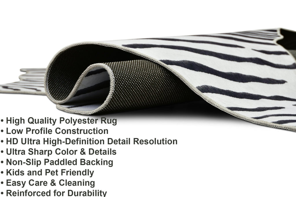Black and White Zebra Print Area Rug B196