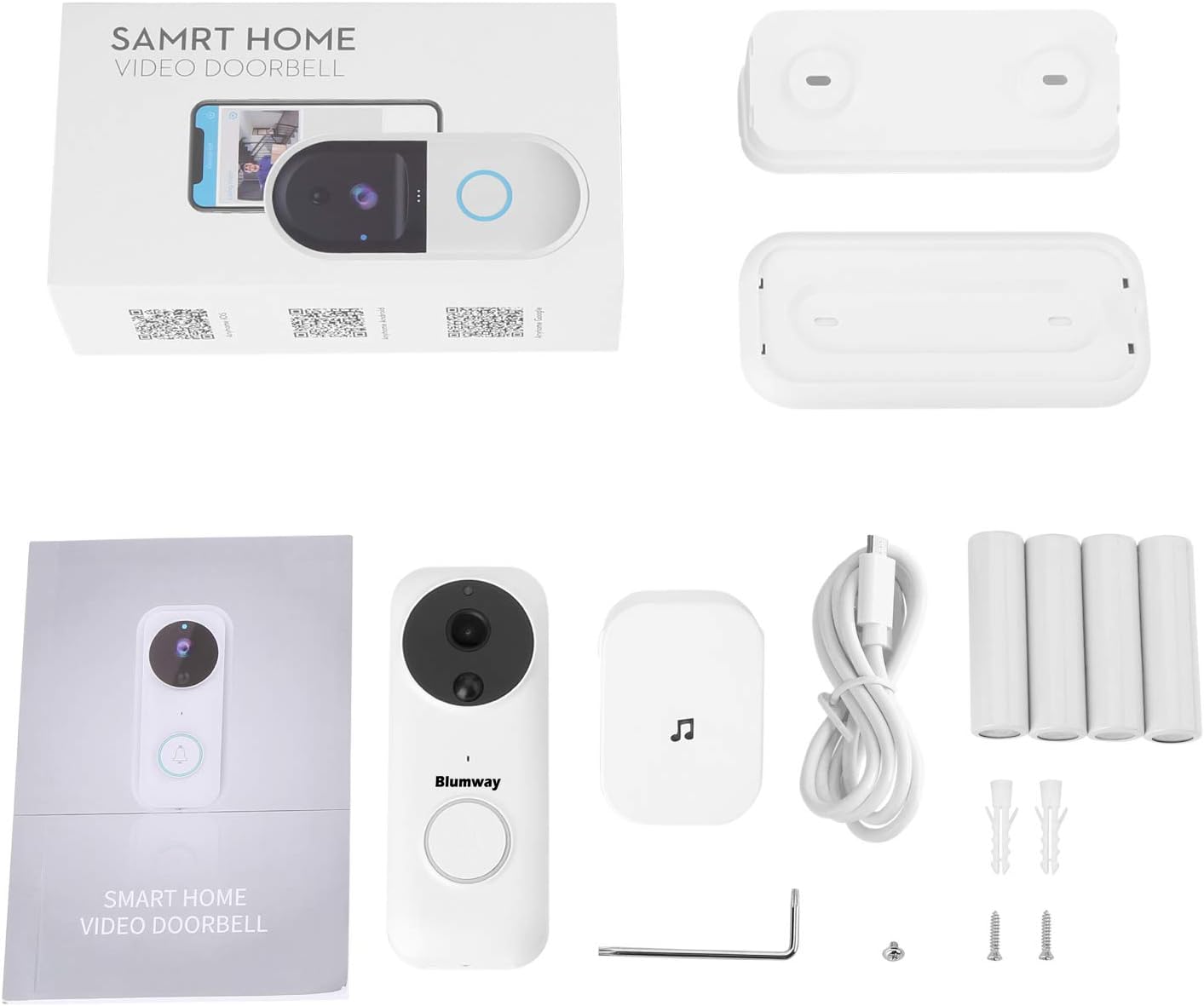 Video Doorbell Camera Wireless WIFI with Motion Detector, 1080P, 2-Way Audio, Night Vision, 4 Rechargeable Battery A137