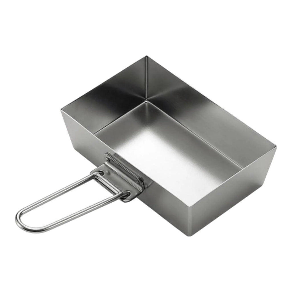 Stainless Steel Frying Pan Camping Pot with Lid Foldable Handle Cookware V8349