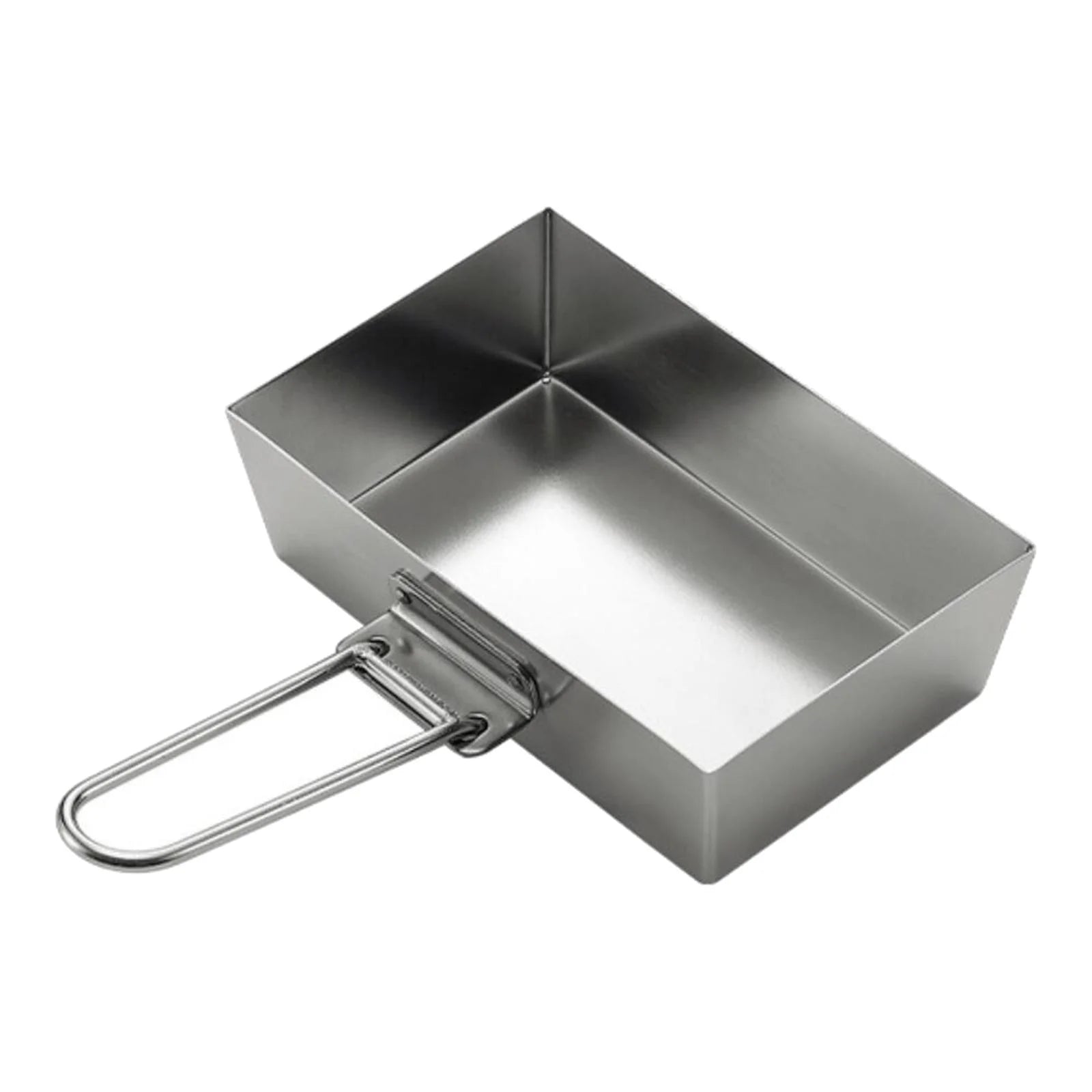 Stainless Steel Frying Pan Camping Pot with Lid Foldable Handle Cookware V8349
