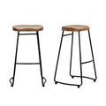 Black Metal Backless Bar Stool with Wood Seat (Set of 2) P58852