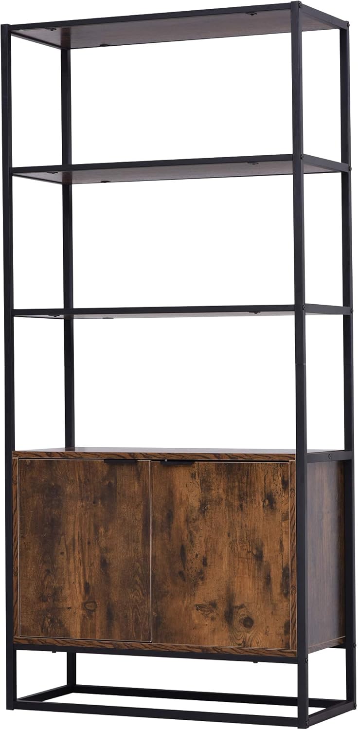 Brown Storage Cabinet with 3 Open Shelves R50220