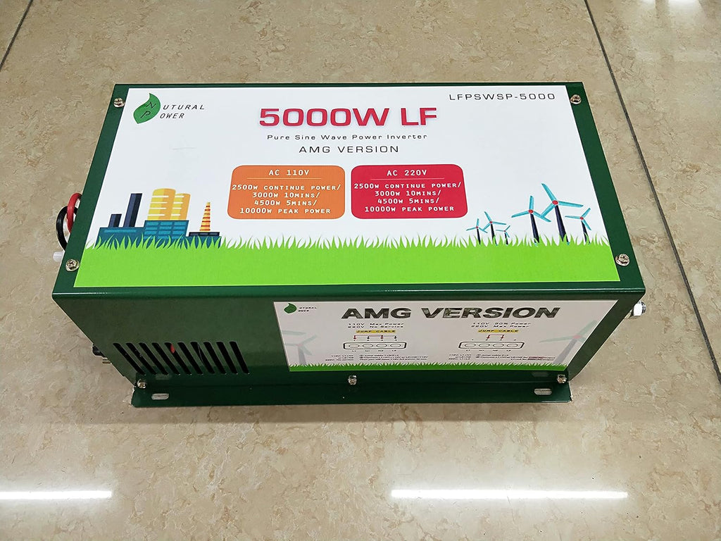5000W Pure Sine Wave Power Inverter DC 12V to AC 110V and 220V 60Hz D50564