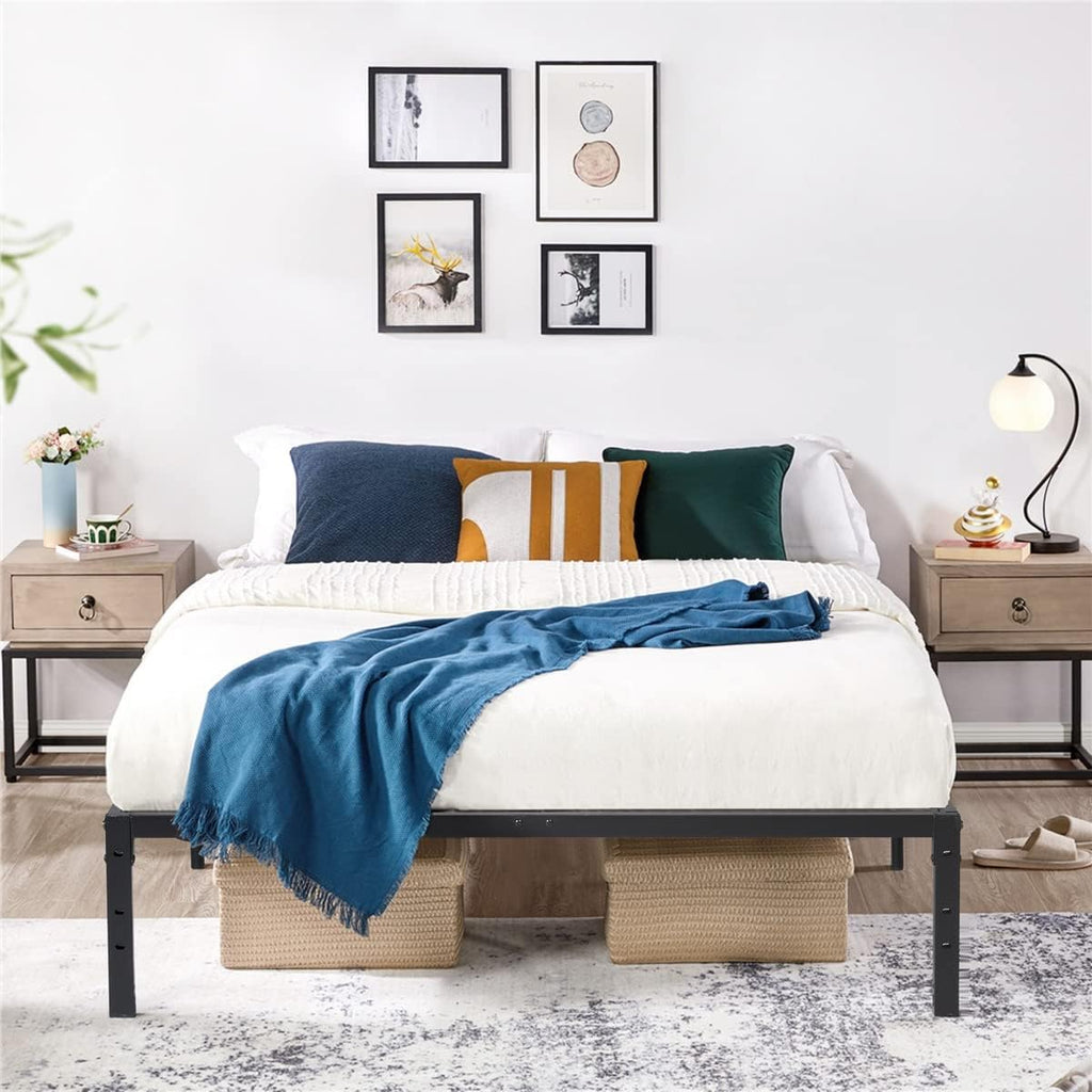 Black Metal Twin Size Bed Frame with Headboard and Footboard K9534