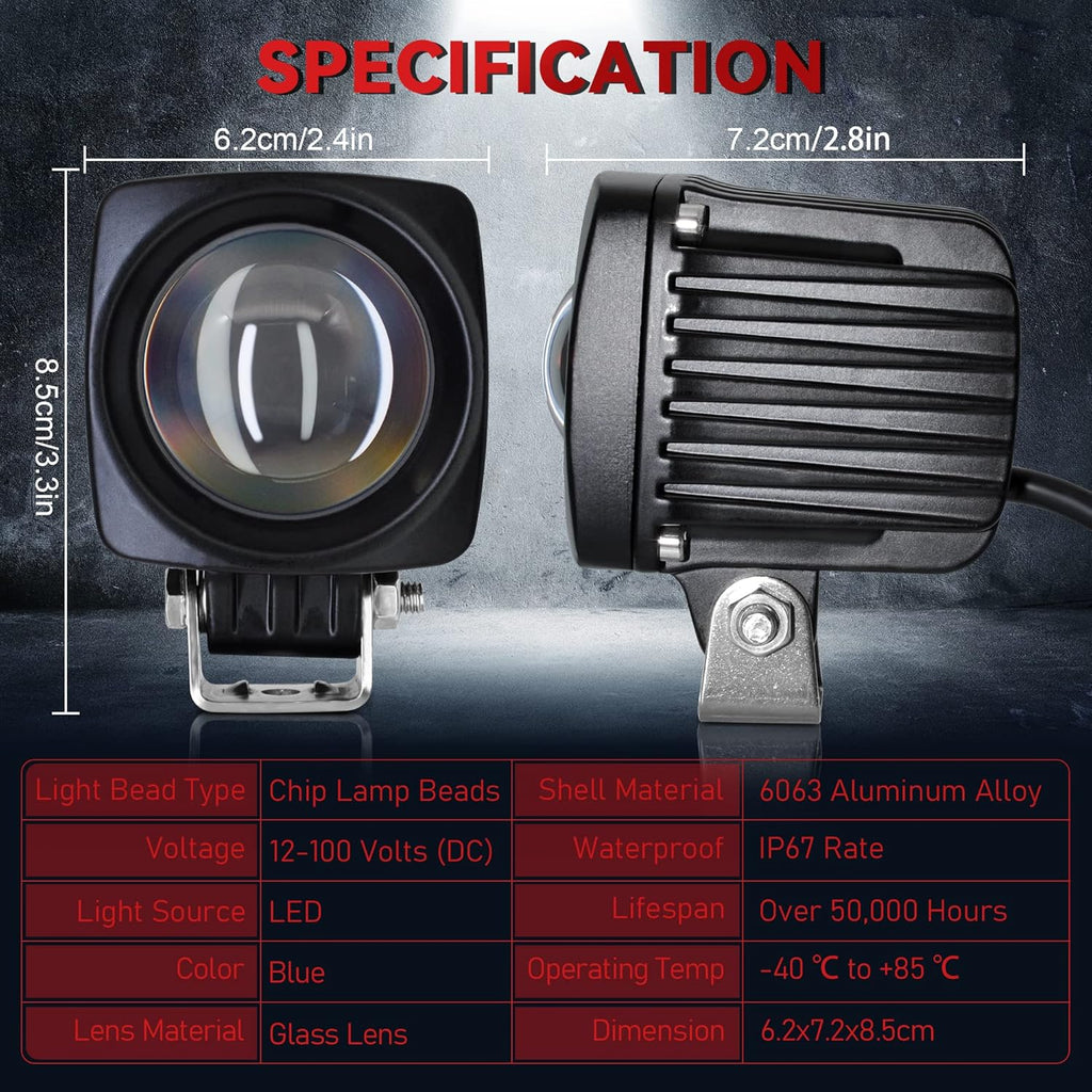 LED Forklift Safety Lights Red DC 12-100V 10W Pack of 2 Y181379