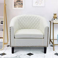 Black PU Leather Barrel Chair with Solid Wood Legs Z39508