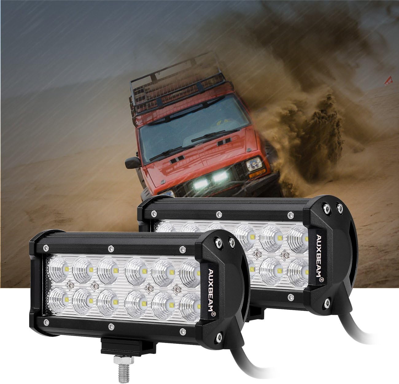 LED Light Bar 7Inch 36W Flood LED Work Lights Waterproof (2 PCS) O850