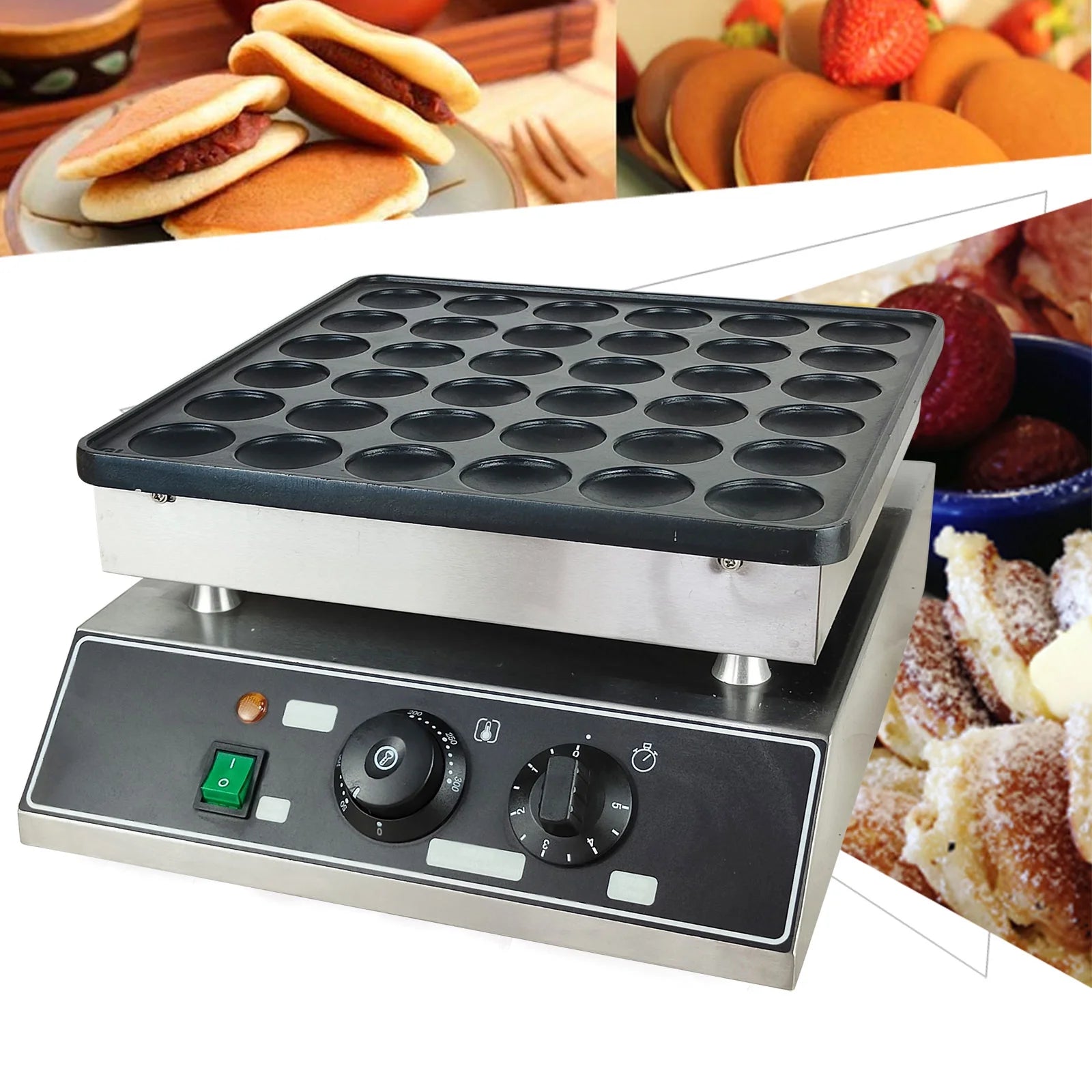 36 Holes Electric Mini Waffle Pancake Maker Stainless Steel 1000W P47987