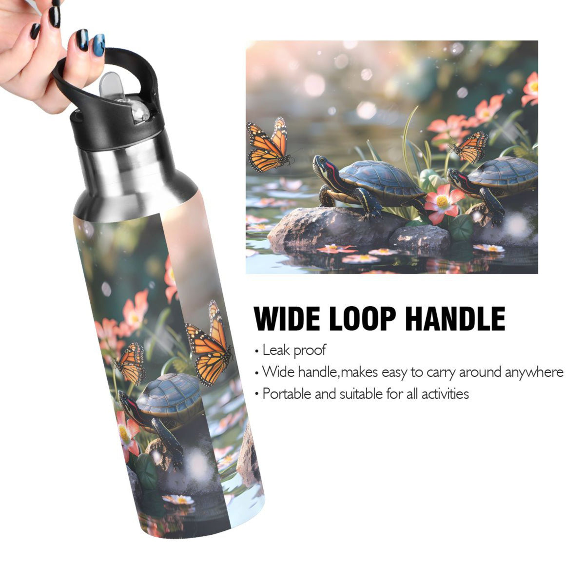 Insulated Stainless Steel Water Bottle with Straw Lid 20 oz M801119