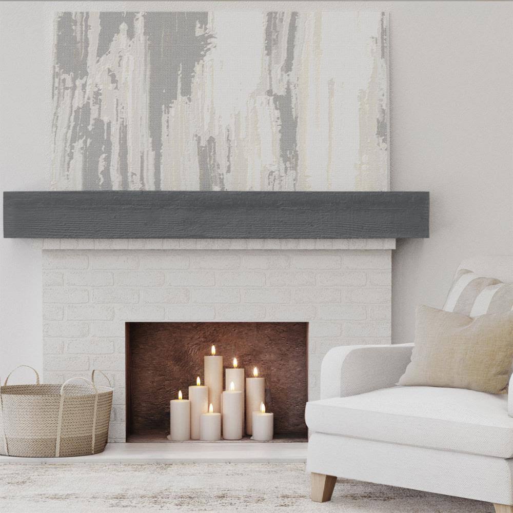 Rough Sawn Faux Wood Fireplace Mantel, Aged Ash A202