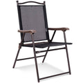 Black Metal Frame Stationary Conversation Chair with Black Sling Seat B4014