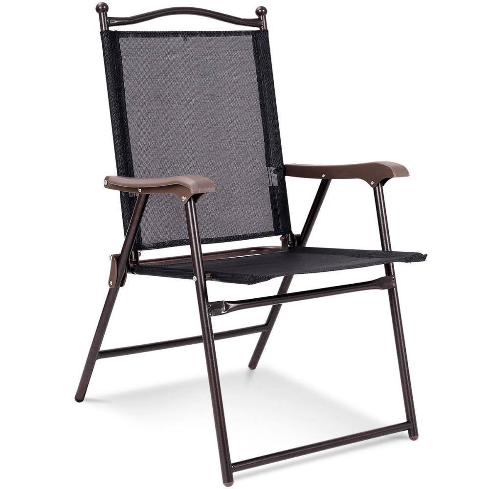 Black Metal Frame Stationary Conversation Chair with Black Sling Seat B4014