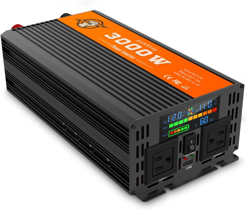 2000 Watts 12V to 110V Modified Sine Wave Power Inverter with Dual AC Outlets and USB Port B526991
