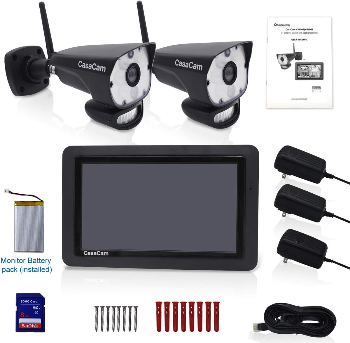 Wireless Security Camera System with 7 Touchscreen and HD Spotlight Cameras H757173