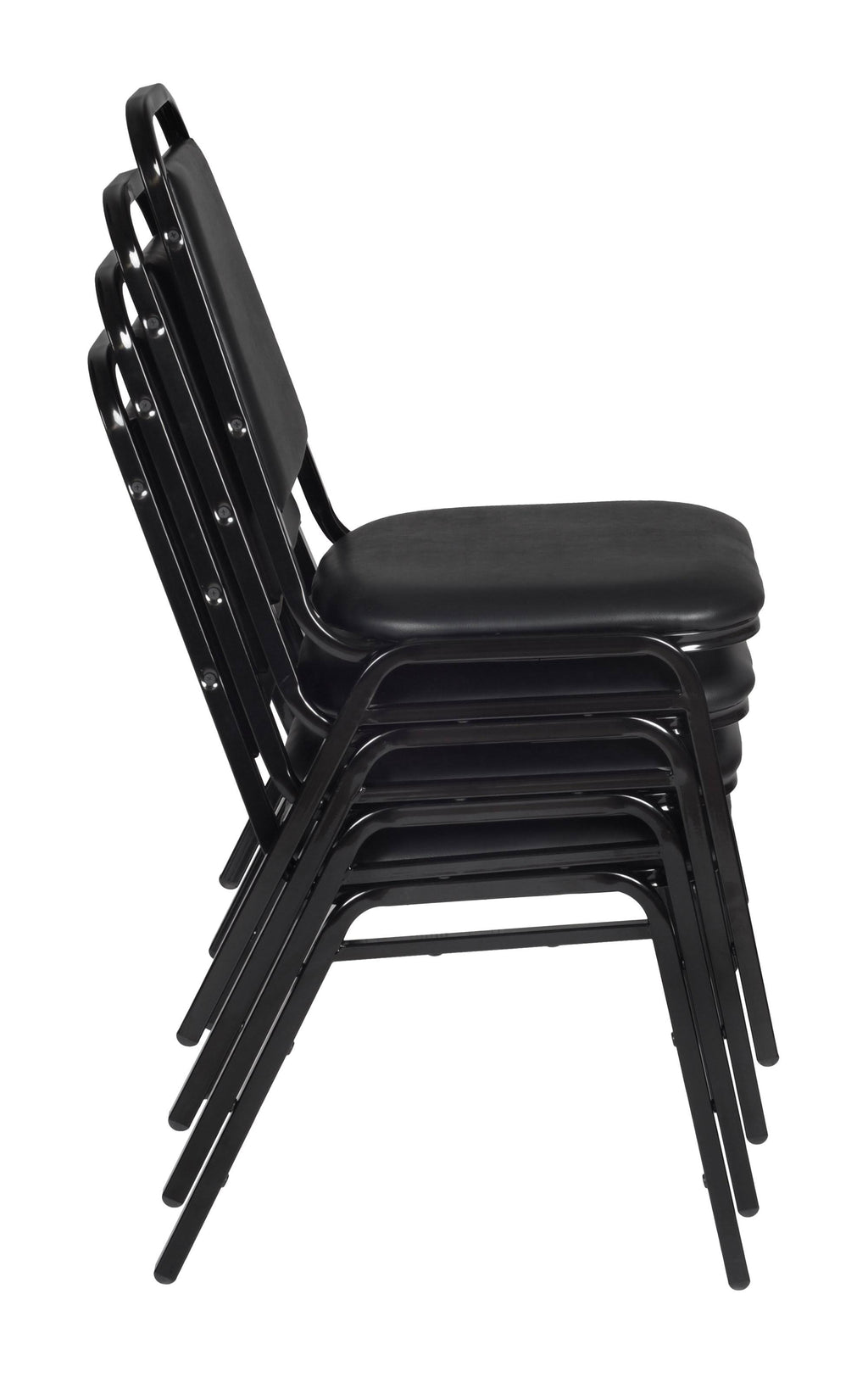 Cherry Square Breakroom Table & 4 Black Stack Chairs M938056