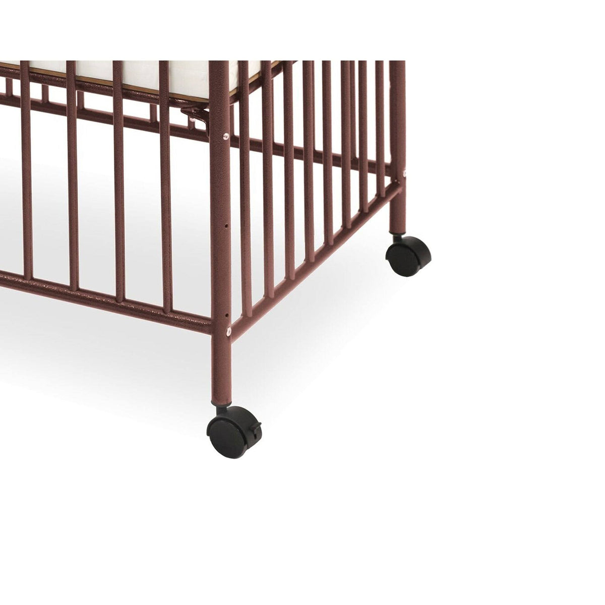 Dark Brown Grid Metal Crib with Adjustable Mattress Height R798163