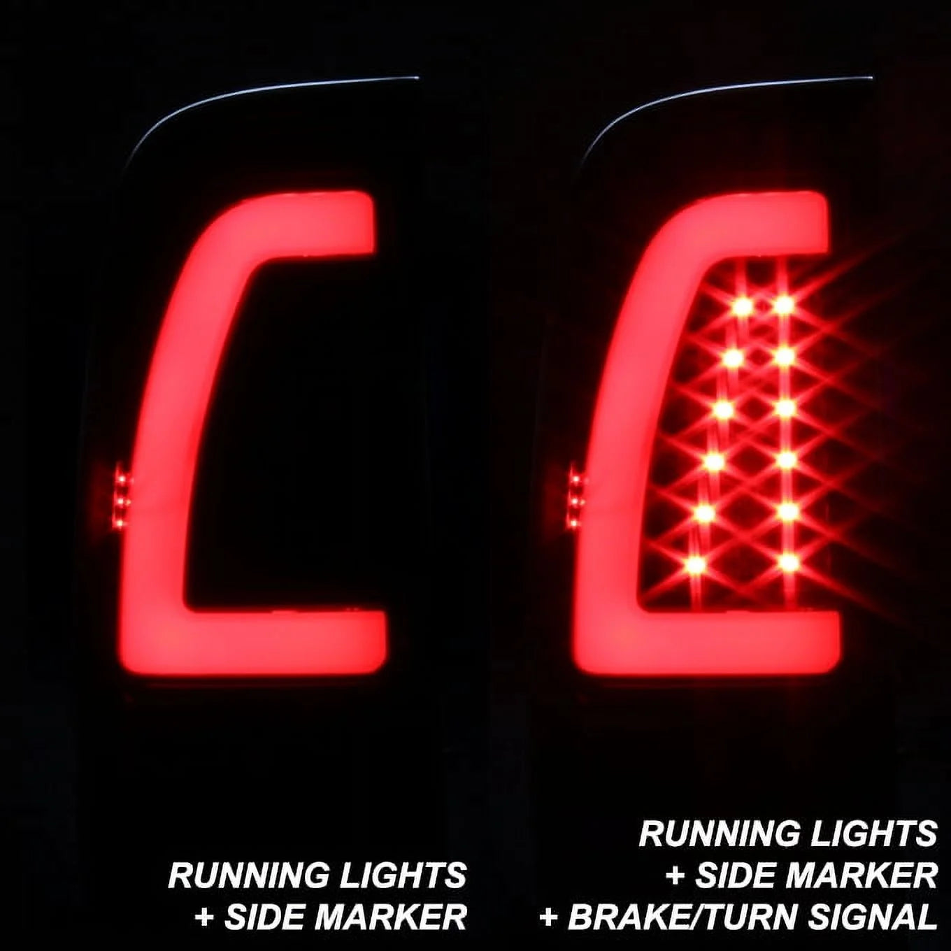 Black Smoked LED Tube Tail Lights Pair Left and Right S56121