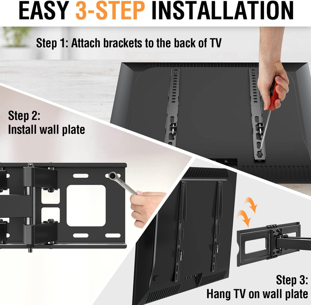 TV Wall Mount Swivel and Tilt Full Motion, Dual Arms, Max VESA 600x400mm, 99 lbs, Pack of 2 O877424
