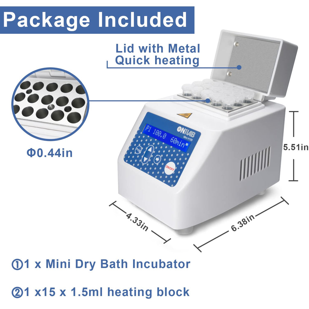 Mini Dry Bath Incubator with Aluminium Heating Block, LCD Display, Timer Control K117754