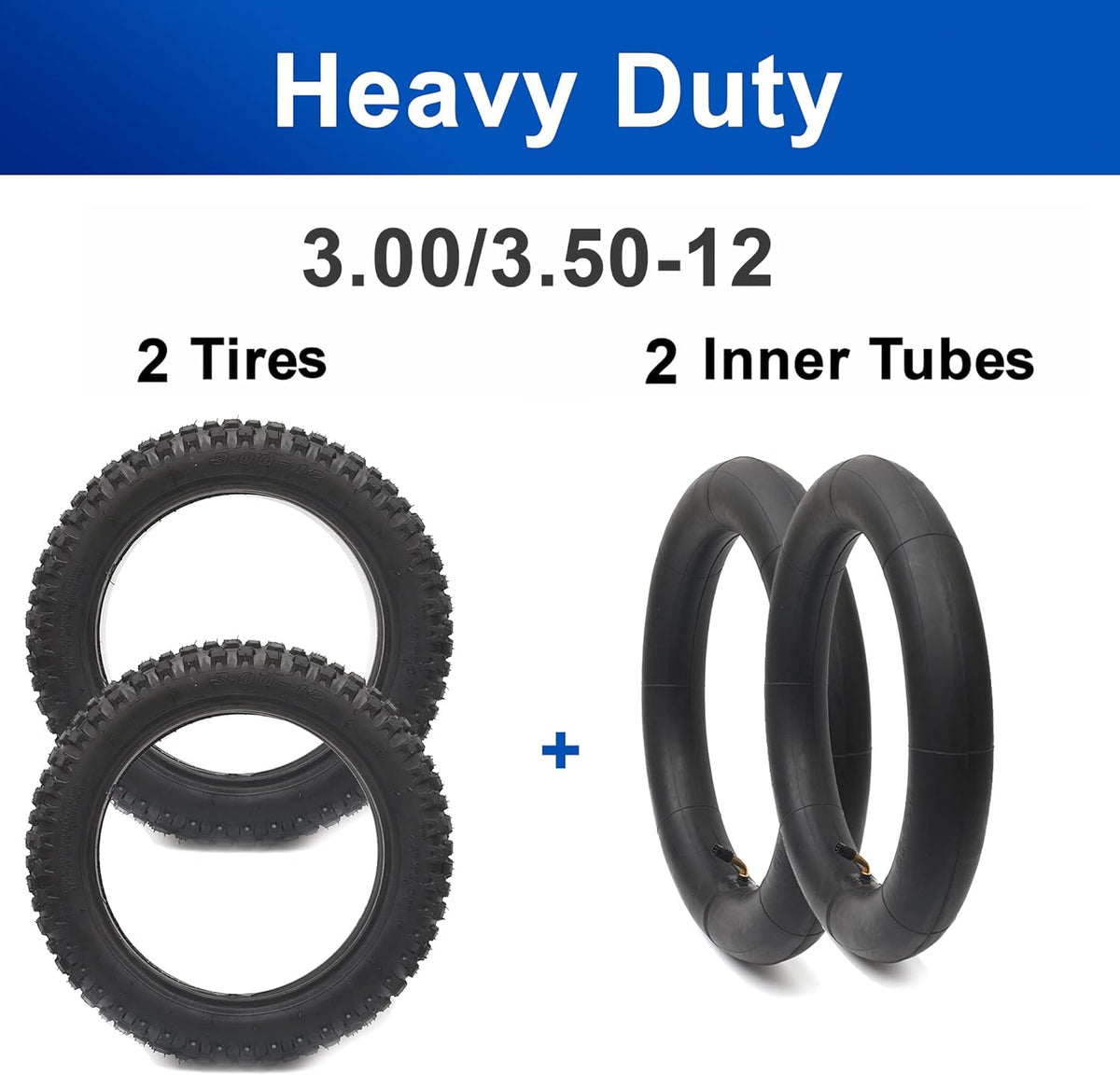 3.00-12 Knobby Motocross Dirt Bike Tire and Tube Set with TR87 Valve Stem D976