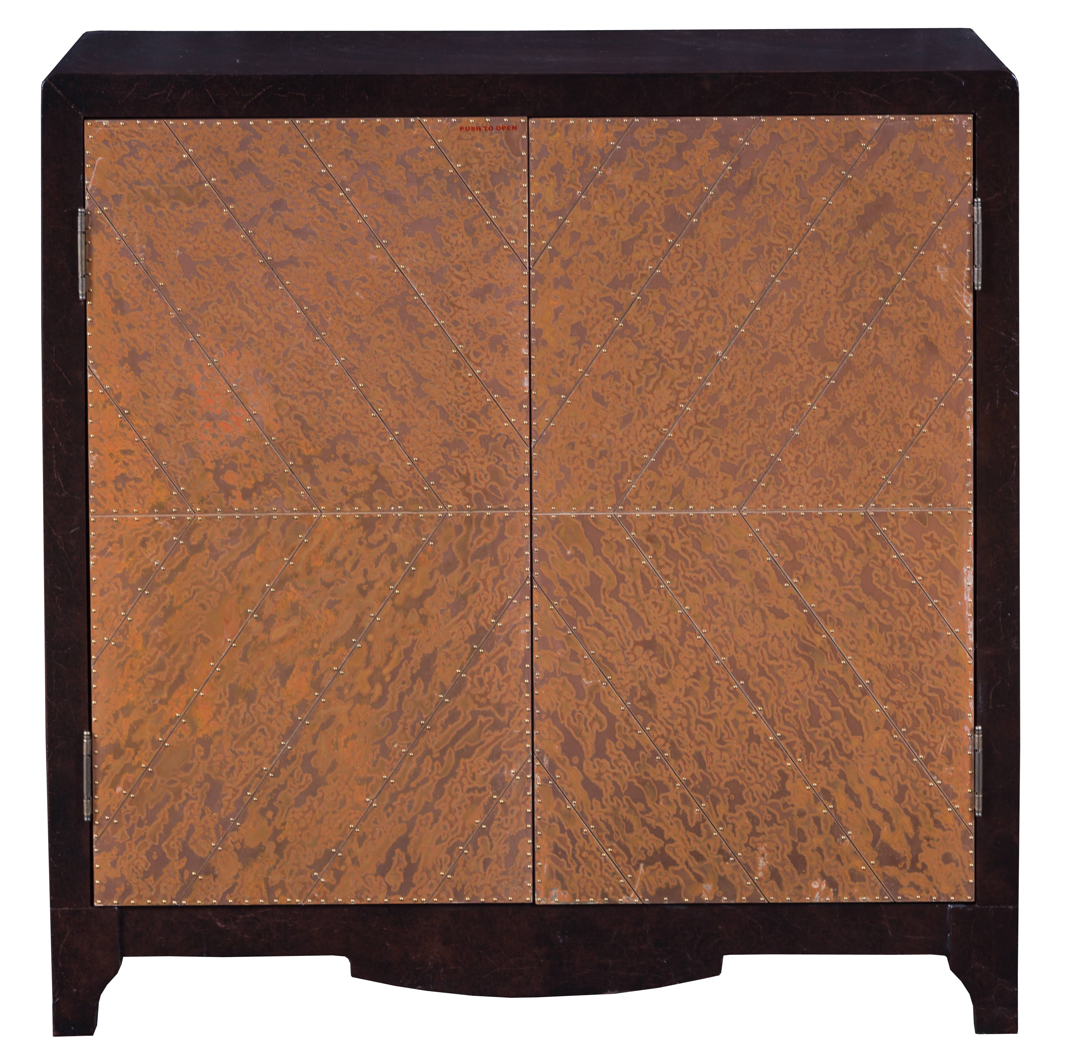 Copper Chevron Door Bar Cabinet D744