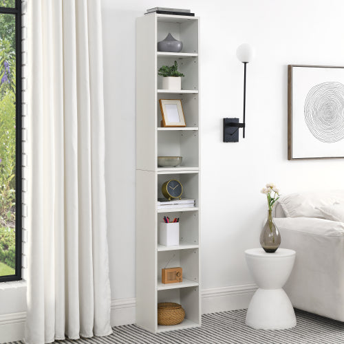 8-Tier Media Tower Storage Cabinet with Adjustable Shelves C26871