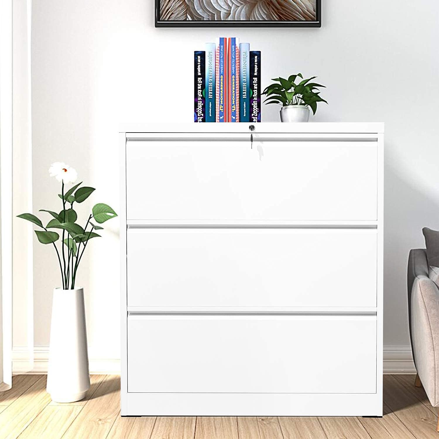 2 Drawer Lockable Metal Lateral File Cabinet with 4 Adjustable Hanging Bars H94851