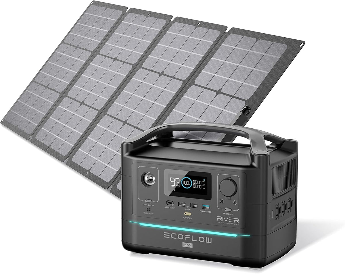 Portable Power Station 576Wh with 110W Solar Panel, 3 600W AC Outlets F338