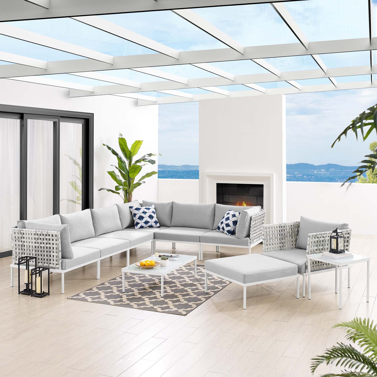 10-Piece Aluminum Outdoor Sectional Sofa Set in Taupe Gray L1796