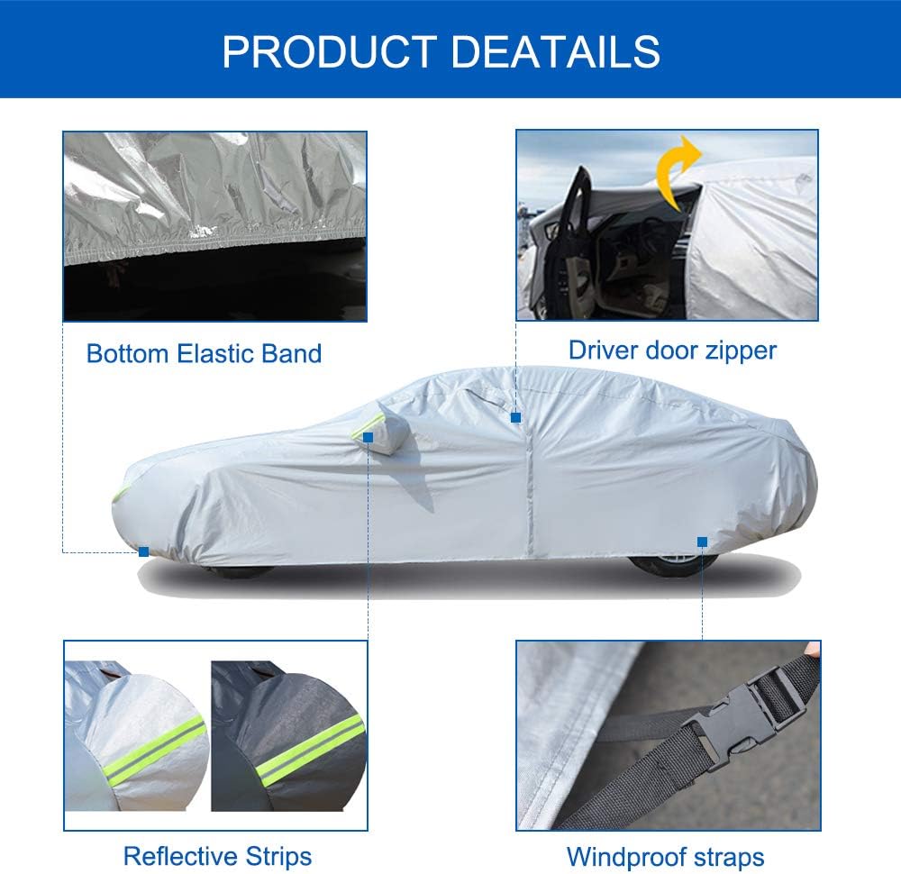 6 Layers Waterproof Car Cover 193 X72 X59 inches A6334