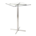 Square Bar Table Stainless Steel Clear Glass Top B75583